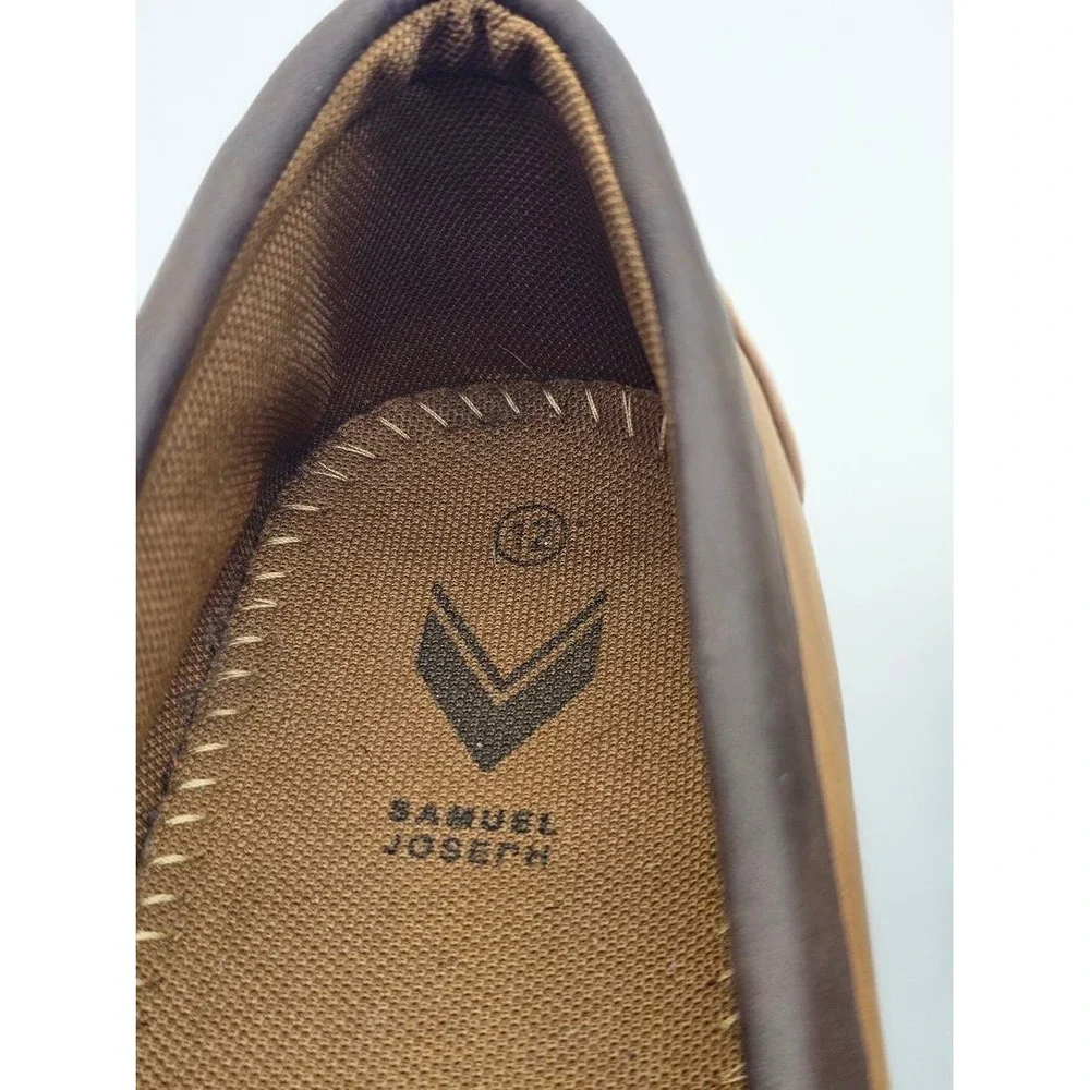 Samuel Joseph Loafers Mens Size 12 Tan Excellent Driving Mocs Metal Bit Detail